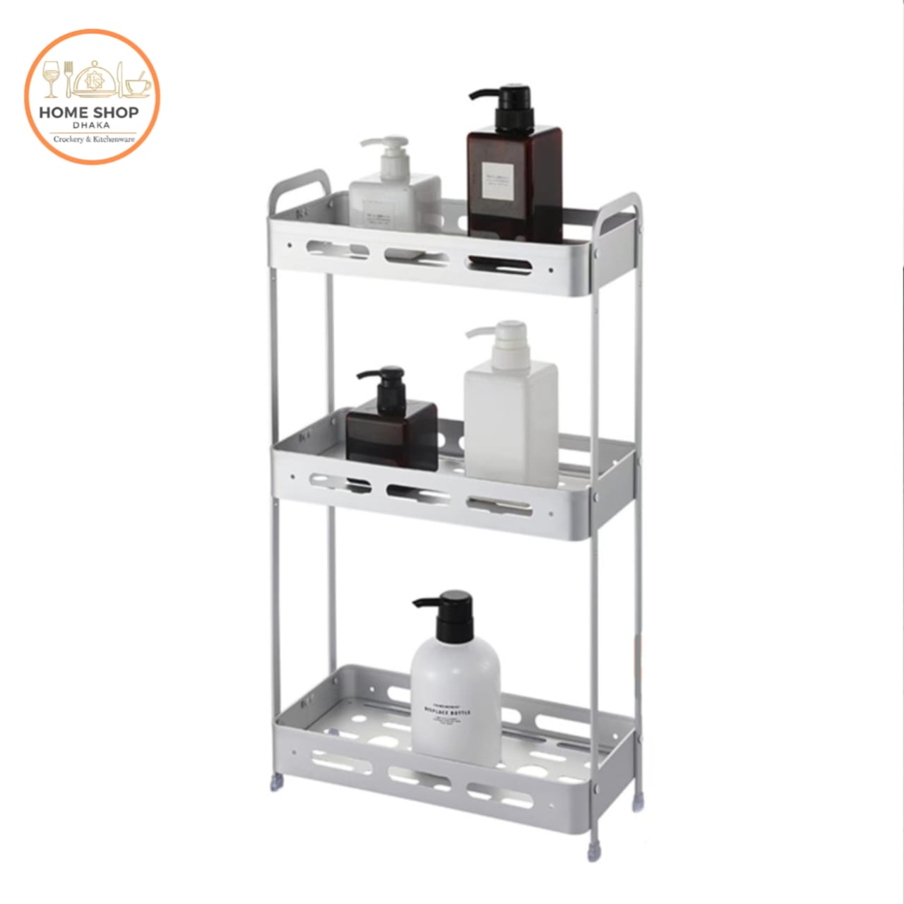 ANA Space Aluminum Three-Tier Square Storage Rack for Bathroom Kitchen Organizer - Image 3
