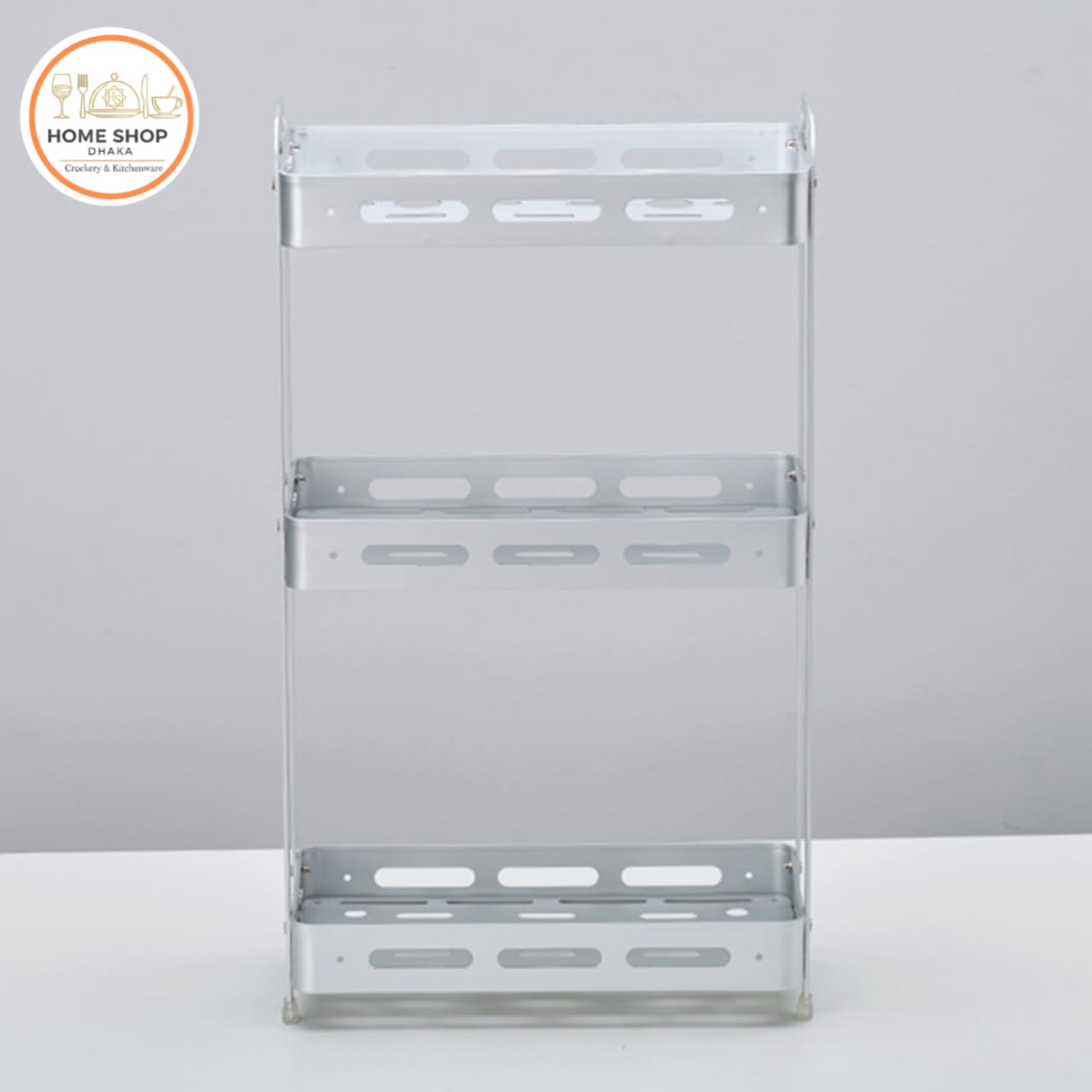 ANA Space Aluminum Three-Tier Square Storage Rack for Bathroom Kitchen Organizer - Image 2