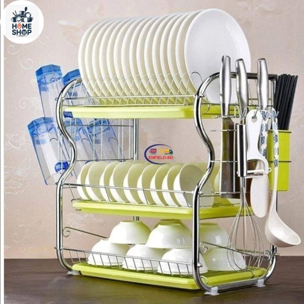 3 Layer stainless steel Kitchen Dish Rack - Silver