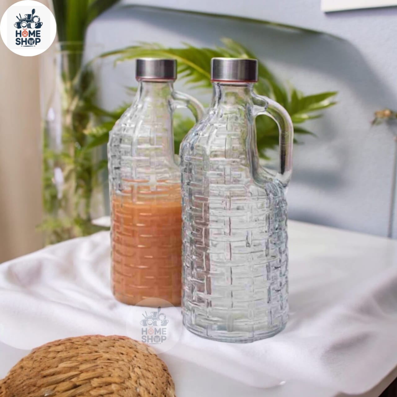 Glass water bottle with Airtight S.S Cap for Water, Juice 1 pcs, Transparent , capacity 1 liter