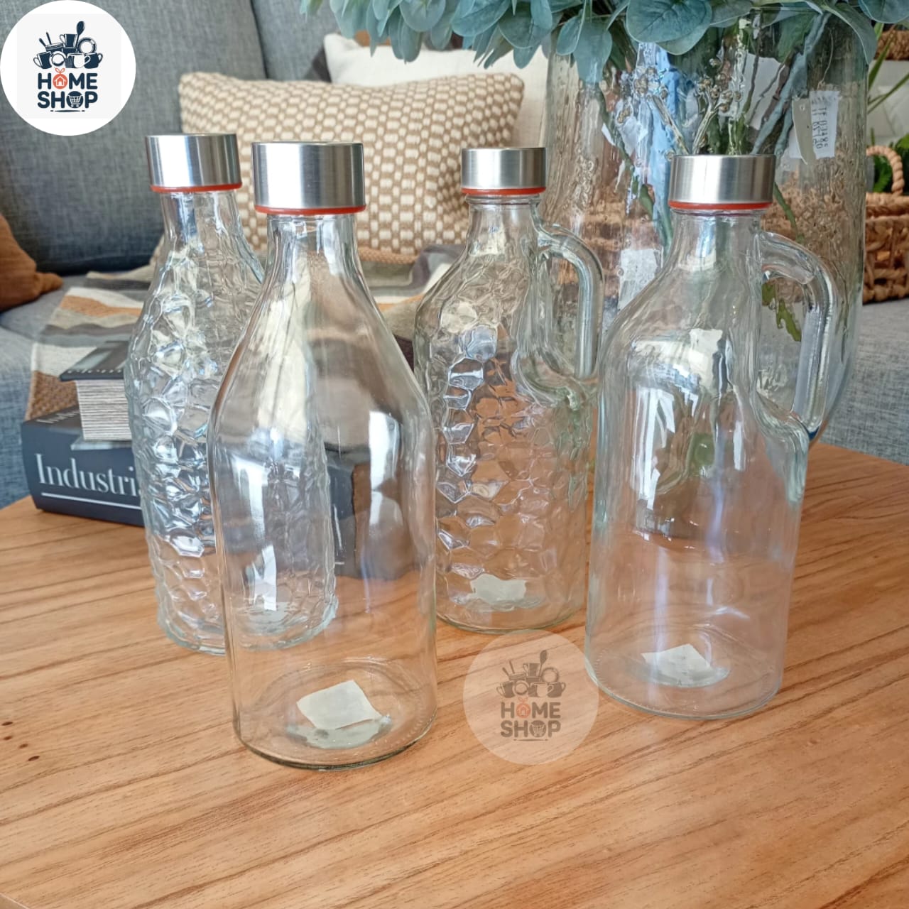 Glass water bottle with Airtight S.S Cap for Water, Juice 1 pcs, Transparent , capacity 1 liter - Image 2