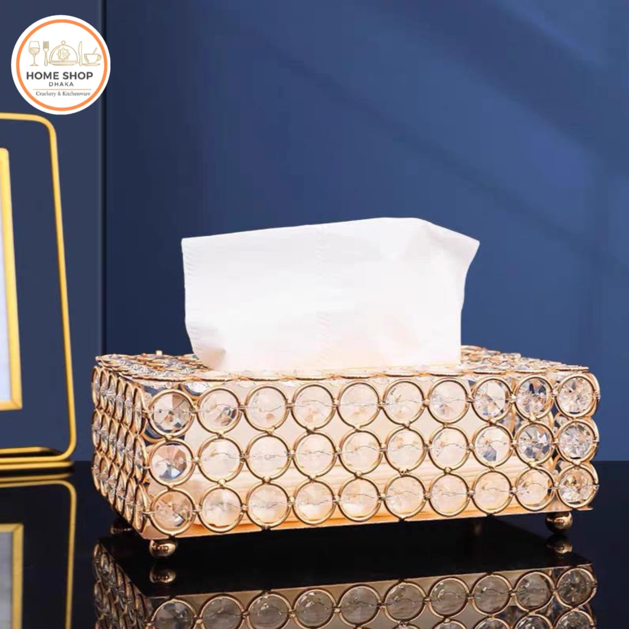 Sparkling Decorative Napkin Box Cover Crystal Tissue Box Holder for Bathroom Dresser Night Stand Car - Image 3