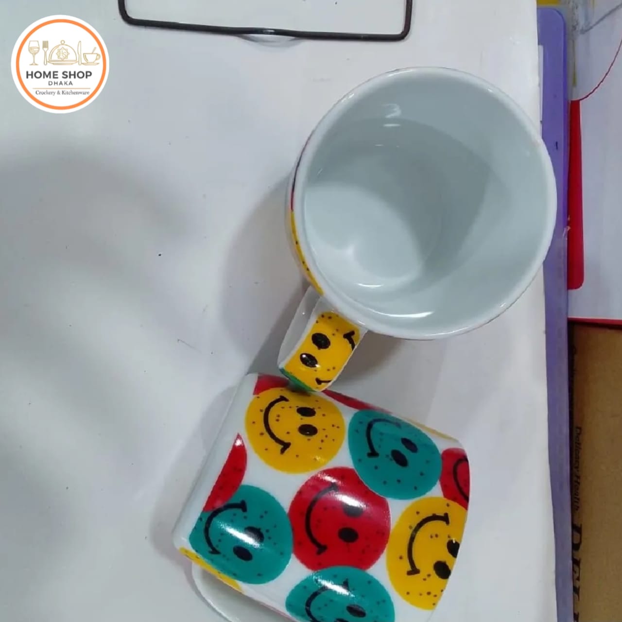 ARTBUG Smiley Face Glitter Ceramic Coffee Mug (20 CL - Image 2